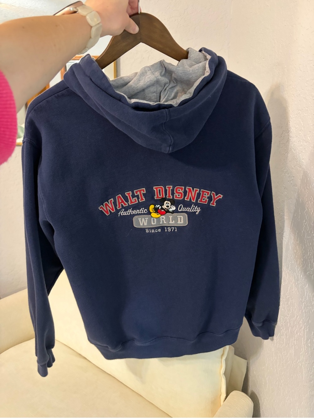 Vintage Disney Navy Blue Hooded Sweatshirt